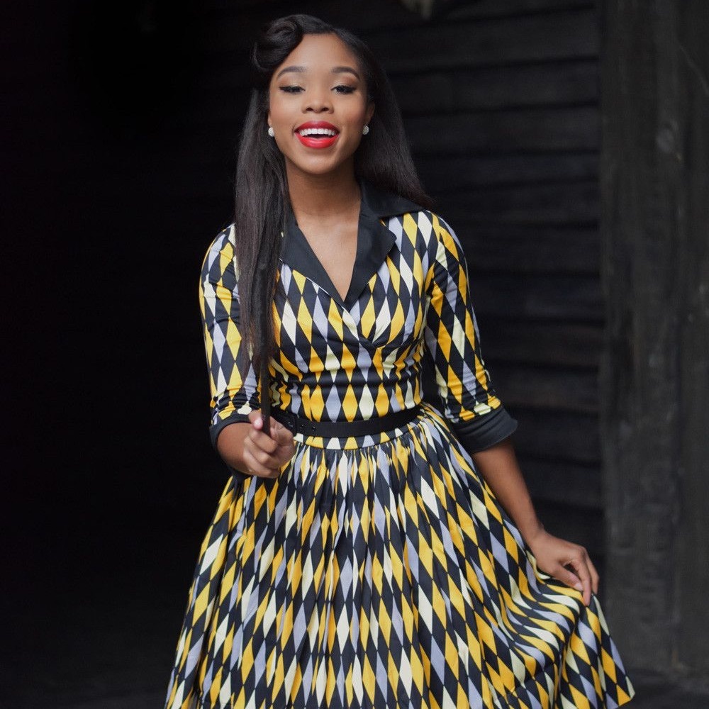 NWT Pinup Couture Harlequin dress in Yellow